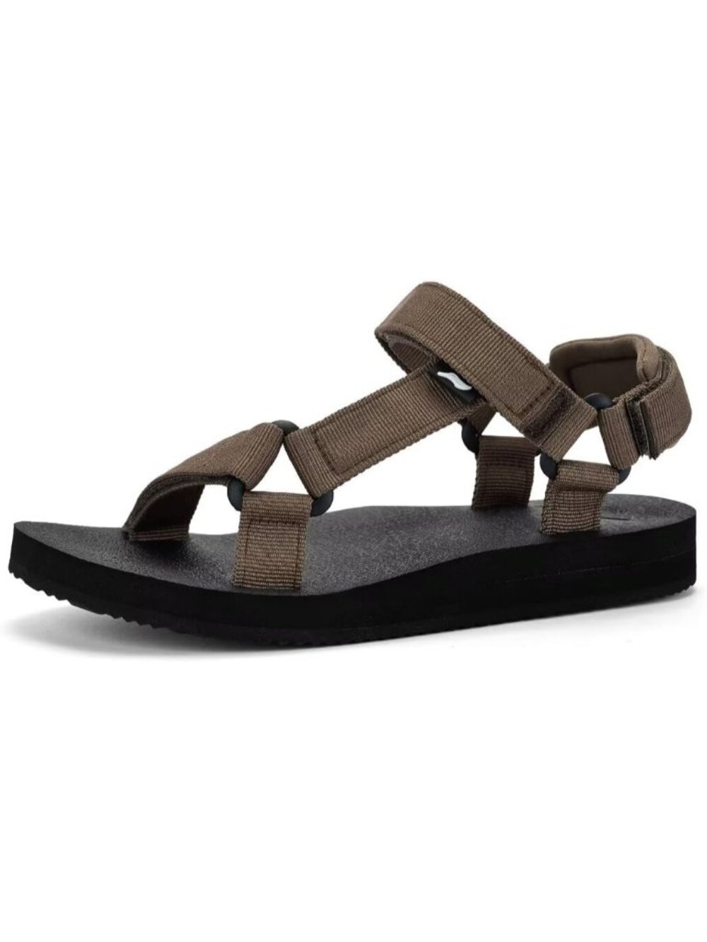 Women's Dark Brown Sandals Round Toe Yoga Mat Insole Outdoor Hiking Water Shoes